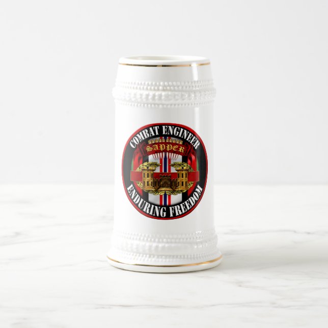 Sapper Combat Engineer Badge OEF Afghanistan Beer Stein (Center)