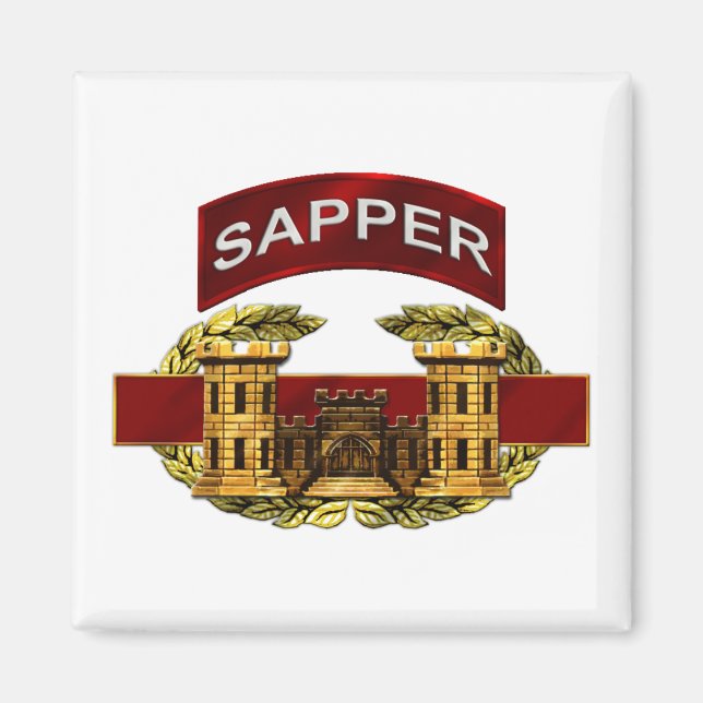 Sapper Tab w/ Combat Engineer Badge Magnet (Front)