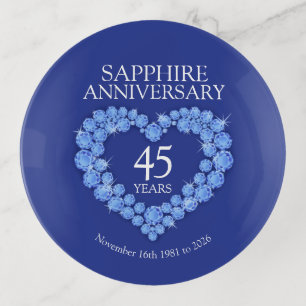 Sapphire 45th anniversary custom date gift trinket tray