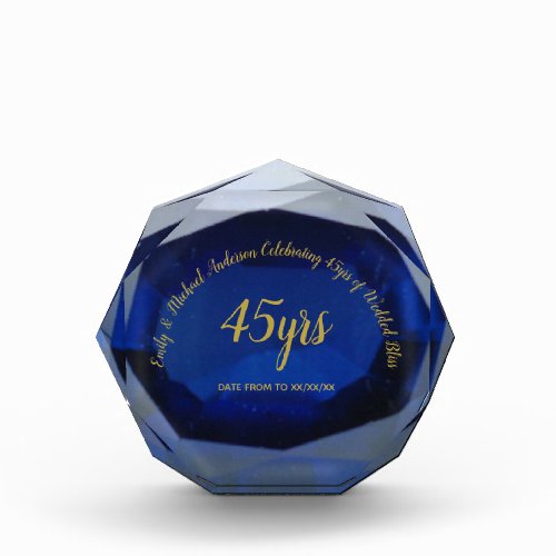 SAPPHIRE 45th Wedding 2 Anniversary Blue Gold Award