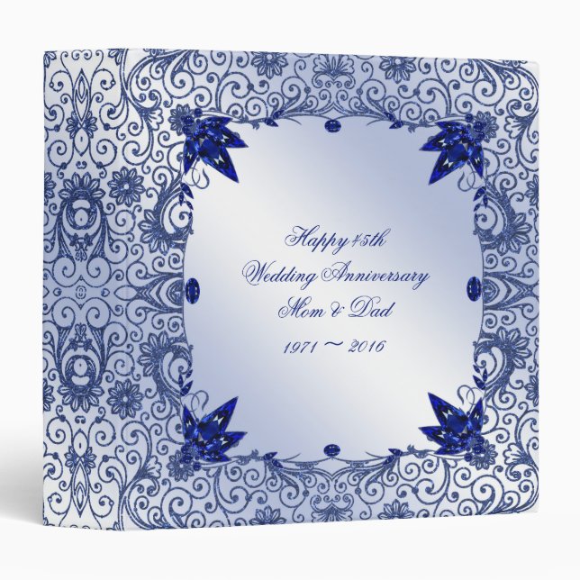 Sapphire 45th Wedding Anniversary 1.5" Binder (Front/Spine)