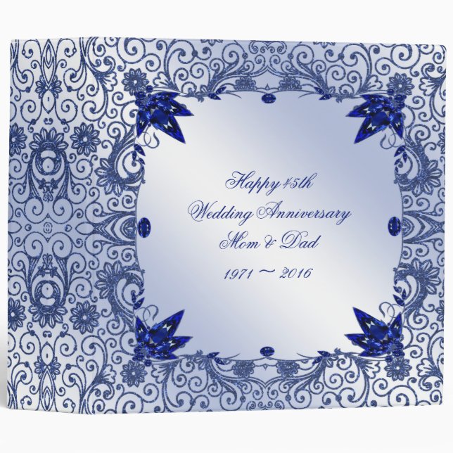 Sapphire 45th Wedding Anniversary 2" Binder (Front/Spine)