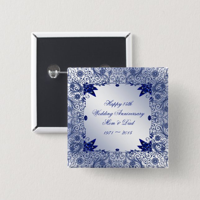 Sapphire 45th Wedding Anniversary Button (Front & Back)