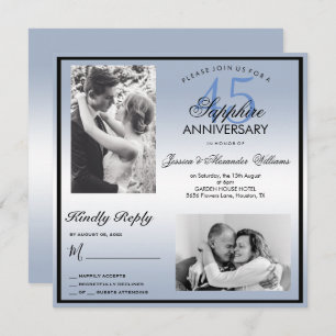 Sapphire 45th Wedding Anniversary Double Photo Invitation