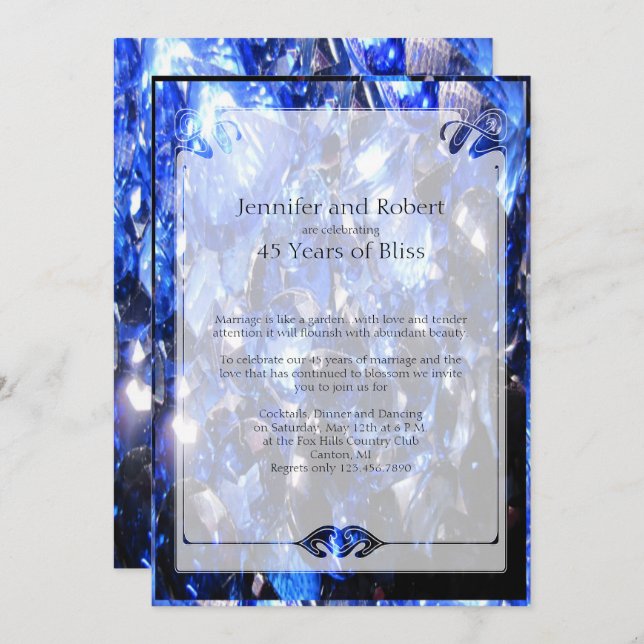 Sapphire 45th Wedding Anniversary Invitation (Front/Back)