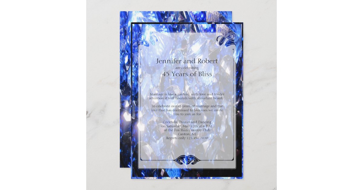 Flourish 60th Diamond Wedding Anniversary Invite, Zazzle