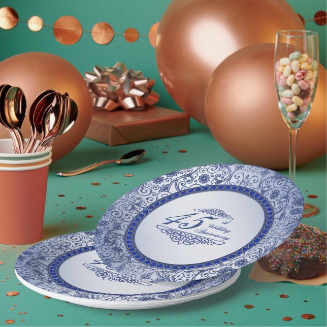 Sapphire 45th Wedding Anniversary Paper Plate (Multi)