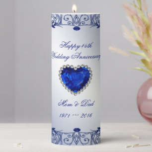 Sapphire 45th Wedding Anniversary Pillar Candle