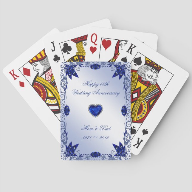 Sapphire 45th Wedding Anniversary Poker Cards (Back)