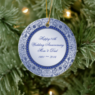 Sapphire 45th Wedding Anniversary Round Ornament