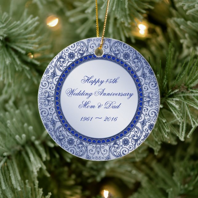 Sapphire 45th Wedding Anniversary Round Ornament (Tree)