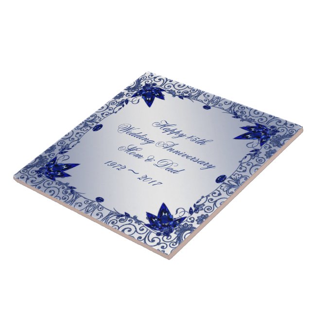Sapphire 45th Wedding Anniversary Tile (Side)