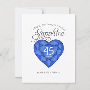 Sapphire 45th Wedding Anniversary watercolor heart RSVP Card