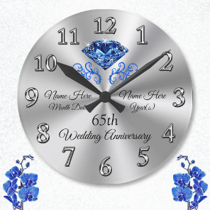 Sapphire 65th Wedding Anniversary Gift Ideas Clock