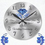 Sapphire 65th Wedding Anniversary Gift Ideas Clock at Zazzle