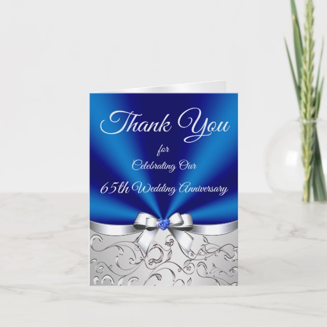Sapphire 65th Wedding Anniversary Thank You Cards (Front)