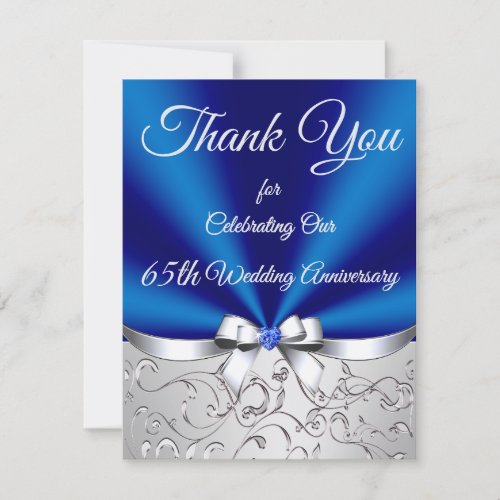 Sapphire 65th Wedding Anniversary Thank You Cards
