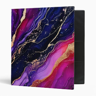 Sapphire Amethyst Alcohol Ink 3 Ring Binder