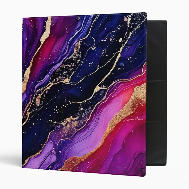 Sapphire Amethyst Alcohol Ink 3 Ring Binder (Front/Inside)