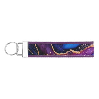 Sapphire Amethyst Alcohol Ink Wrist Keychain
