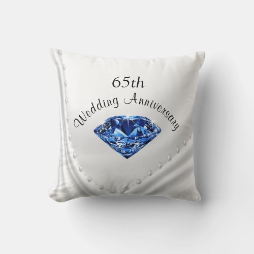 Sapphire and Pearls 65th Anniversary Gifts Pillow