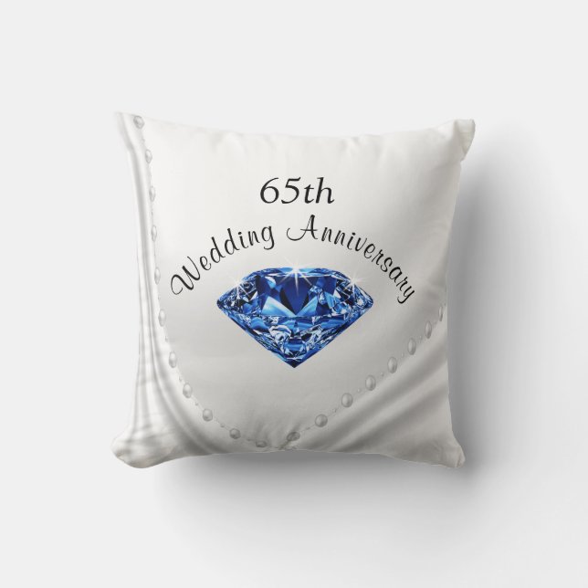 Sapphire and Pearls 65th Anniversary Gifts Pillow (Front)