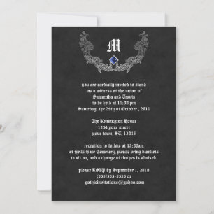 Sapphire and Silver Monogram Gothic Invitation