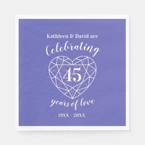 Sapphire anniversary 45 years of love napkins