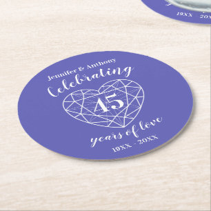 Sapphire anniversary 45 years party coasters