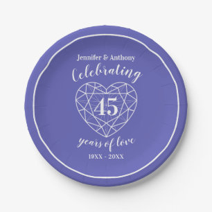 Sapphire anniversary 45 years party plates