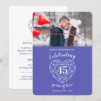 Sapphire Anniversary 45 years photo invitations