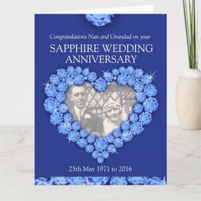 Sapphire anniversary grand parents photo card (Front)