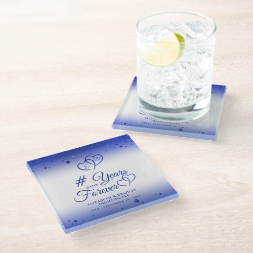 Sapphire Anniversary Hearts YEARS INTO FOREVER Glass Coaster
