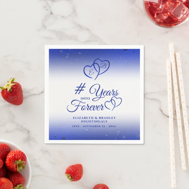 Sapphire Anniversary Hearts YEARS INTO FOREVER Napkins (Insitu)