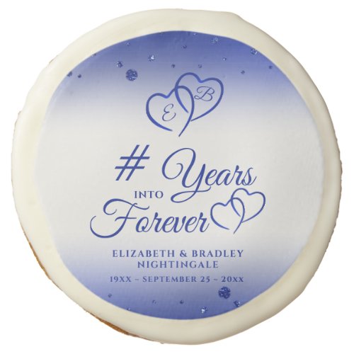 Sapphire Anniversary Hearts YEARS INTO FOREVER Sugar Cookie