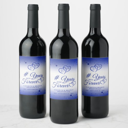 Sapphire Anniversary Hearts YEARS INTO FOREVER Wine Label