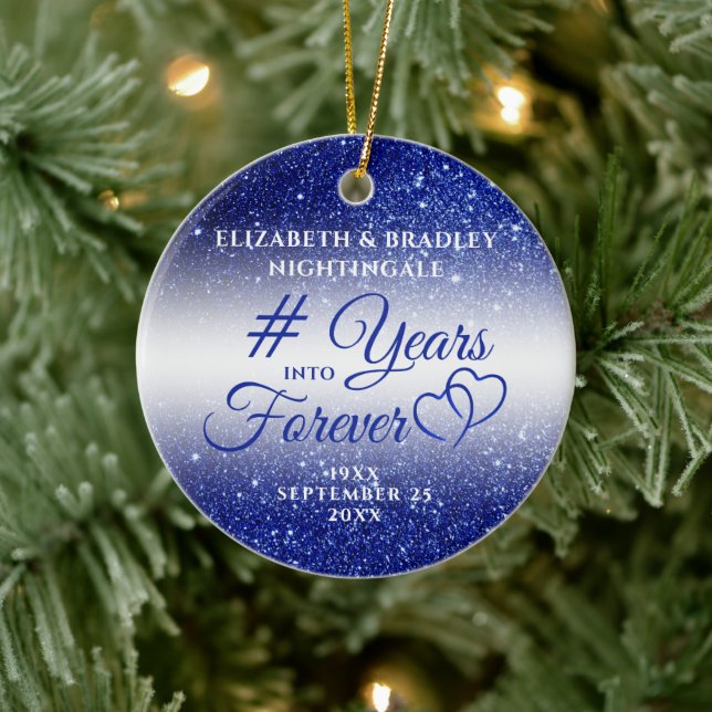 Sapphire Anniversary YEARS INTO FOREVER Photo Cera Ceramic Ornament (Tree)