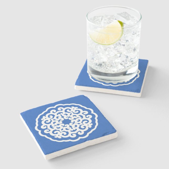 Sapphire Asian Moods Mandalla Stone Coaster (Side)