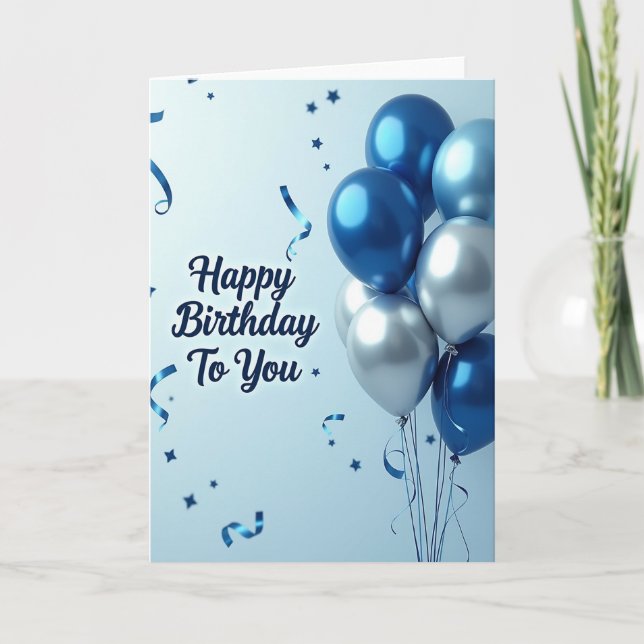 Sapphire Balloon Birthday Card (Front)