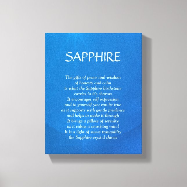 Sapphire birthstone - September poem art canvas Print (Front)