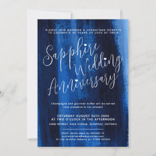 Sapphire blue abstract 45th wedding anniversary invitation