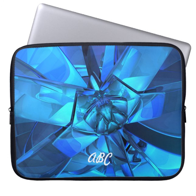 Sapphire Blue Abstract Laptop Sleeve (Front)