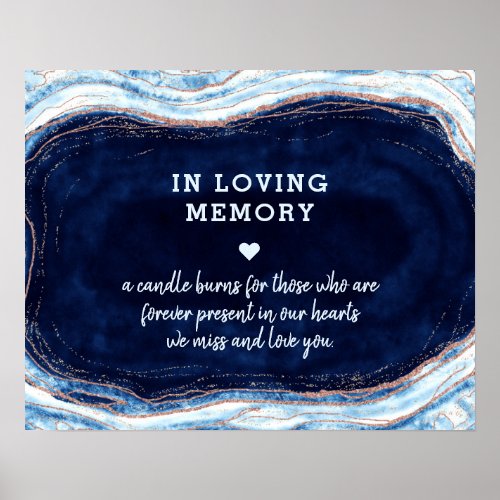 Sapphire Blue Agate Geode In Loving Memory Sign