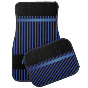 Sapphire Blue and Black Stripes   Personalize Car Mat