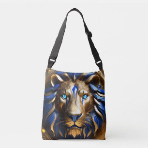 Sapphire Blue And Gold Lion, Crossbody Bag