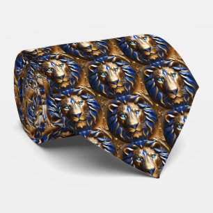 Sapphire Blue And Gold Lion, Neck Tie
