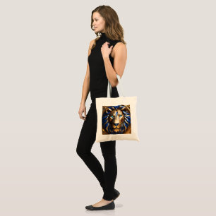 Sapphire Blue And Gold Lion, Tote Bag