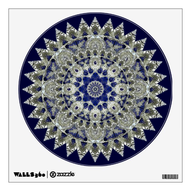 Sapphire Blue and White Diamond Star Mandala Wall Decal (Front)