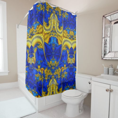 Sapphire Blue Avatar Serpentine Shower Curtain