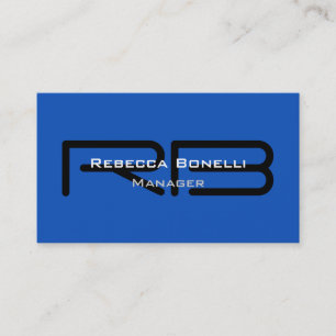 Sapphire Blue Black Monogram Manager Business Card